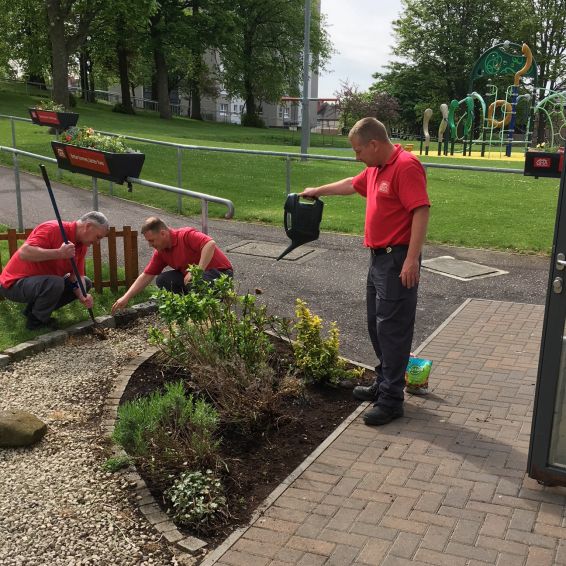 GHA staff at the small garden at Kingsway Court