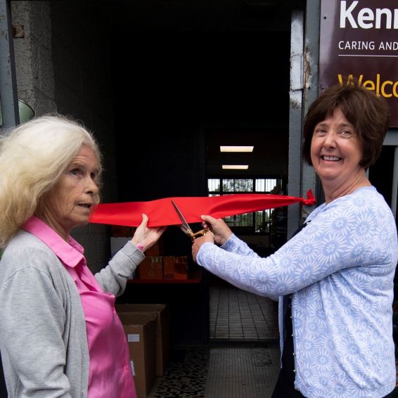 Ribbon cutting - Cathy McGee with Wheatley Homes Glasgow Chair Bernadette Hewitt