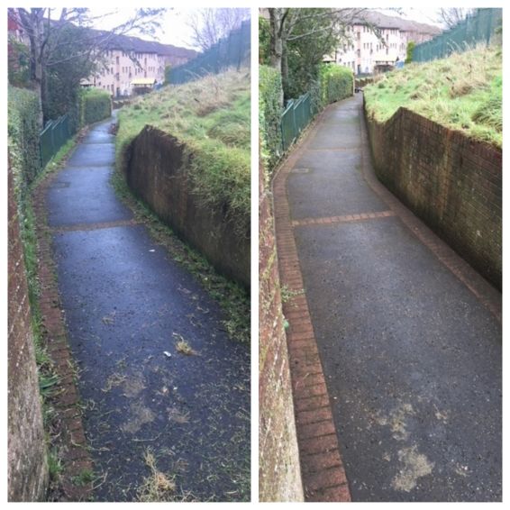 Castlemilk path before and after