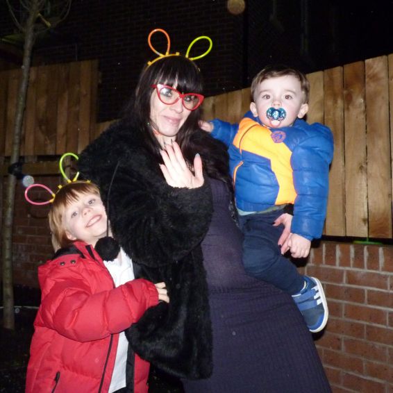 Celine Marshall and kids Randall, 5, and Dorian, 2, enjoy fireworks at Mieklerig Court