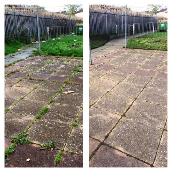 Glenkirk Drive before and after drying court
