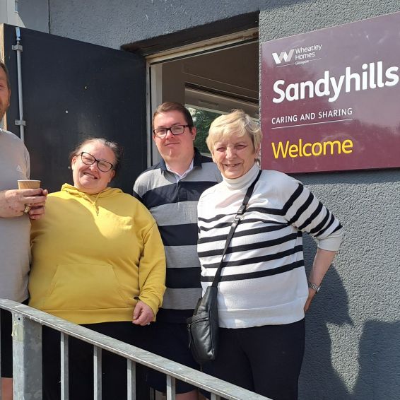 John Penman, Rosie Packer, Ryan Taylor and Jackie McLauchlan at Sandyhills larder