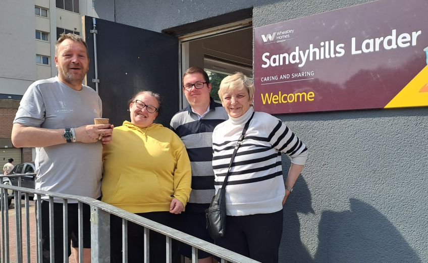John Penman, Rosie Packer, Ryan Taylor and Jackie McLauchlan at Sandyhills larder