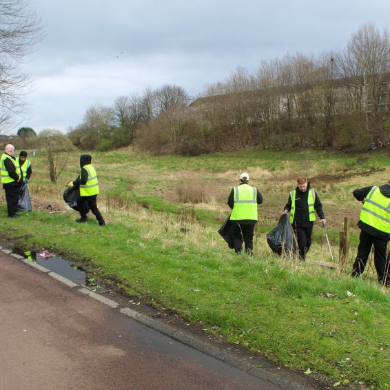 NETs staff clean up in Drumchapel during March 2024 week of action